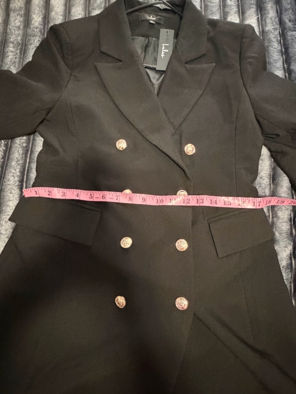 Lulu's Black Double-Breasted Pearl-Button Blazer Dress - Picture 7 of 9